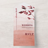 Waterverf tak terracotta Japandi bruiloft All In One Uitnodiging (Binnen)