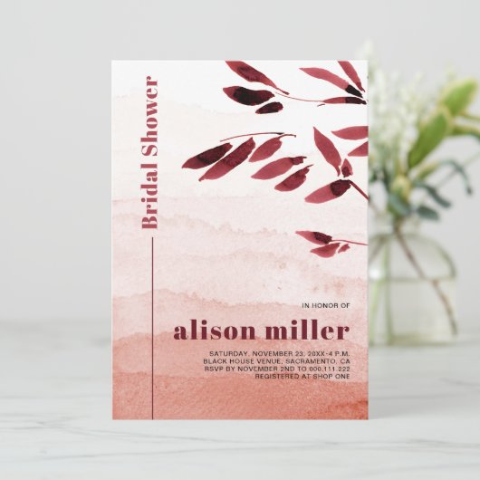 Waterverf takgradiënt Japandi vrijgezellenfeest Kaart (Staand voorkant)