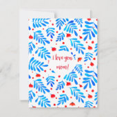 Waterverf takken en bloemen Ik hou van je moeder Feestdagenkaart (Voorkant)