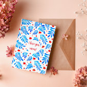 Waterverf takken en bloemen Ik hou van je moeder Feestdagenkaart