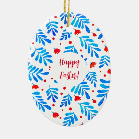 Waterverf takken en bloemen Pasen Keramisch Ornament (Achterkant)
