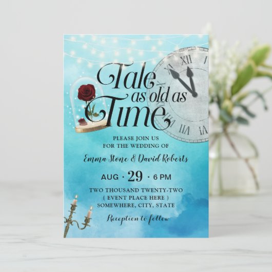 Waterverf Tale als oud als Time Fairy Tale Weddens Kaart (Staand voorkant)