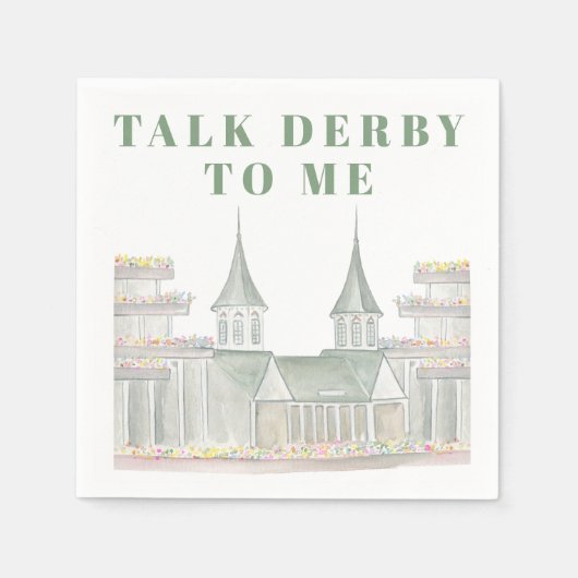 Waterverf Talk Derby to Me Horseracing Building Servet (Voorkant)