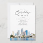Waterverf Tampa Florida Coast Skyline Birthday Kaart (Voorkant)