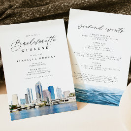 Waterverf Tampa Florida Silhouet Oceaan Tropisch Kaart