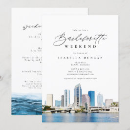 Waterverf Tampa Florida Skyline Ocean Tropical Kaart