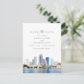 Waterverf Tampa Florida Skyline Save the Date Briefkaart (Staand voorkant)
