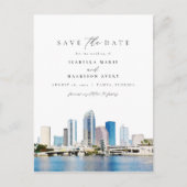 Waterverf Tampa Florida Skyline Save the Date Briefkaart (Voorkant)