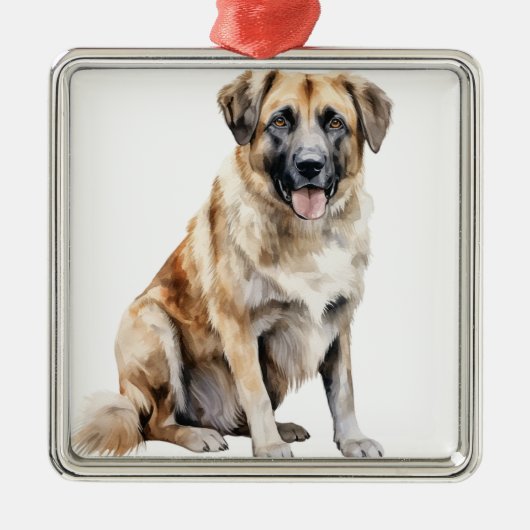 WATERVERF TAN ANATOLIAN SHEPHERD DOG METALEN ORNAMENT (Voorkant)