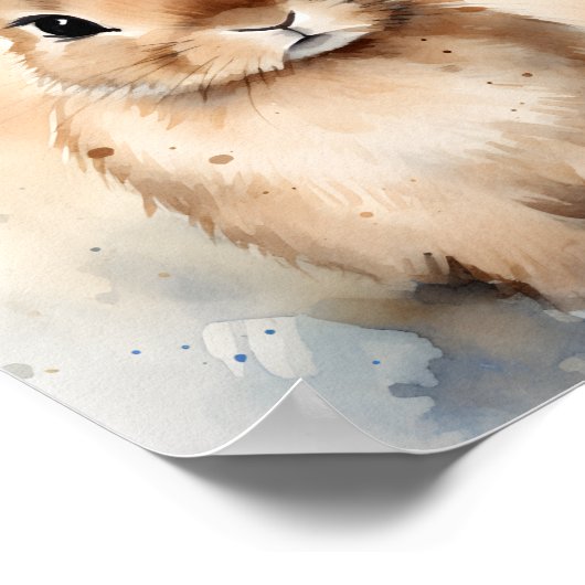 Waterverf Tan Baby Konijnenkwekerij Poster (Hoek)