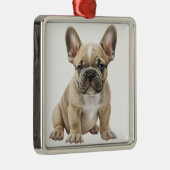 WATERVERF TAN FRANSE BULLDOG METALEN ORNAMENT (Rechts)