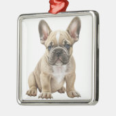 WATERVERF TAN FRANSE BULLDOG METALEN ORNAMENT (Links)