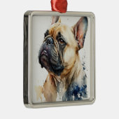 WATERVERF TAN FRANSE BULLDOG METALEN ORNAMENT (Rechts)