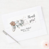 waterverf tandem bike bedankt rechthoekige sticker (Envelop)