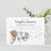 Waterverf Tandem fiets koppels douche Kaart (Staand voorkant)