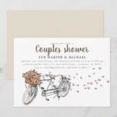 Waterverf Tandem fiets koppels douche Kaart (Voorkant / Achterkant)