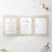 waterverf tandem fiets met hartenbruiloft Tri-Fo Drieluik Uitnodiging (Binnen)