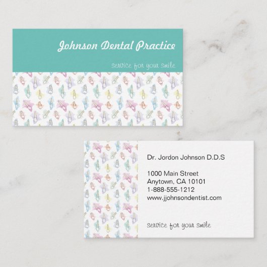 Waterverf Tanden tandheelkunde Visitekaartje (Voorkant / Achterkant)