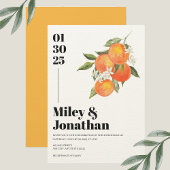 Waterverf Tangerine Citrus Floral Modern Wedding Kaart
