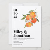 Waterverf Tangerine Citrus Floral Modern Wedding Kaart (Voorkant)