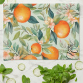 Waterverf Tangerine Sinaasappel Theedoek (Gevouwen)