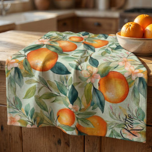 Waterverf Tangerine Sinaasappel Theedoek