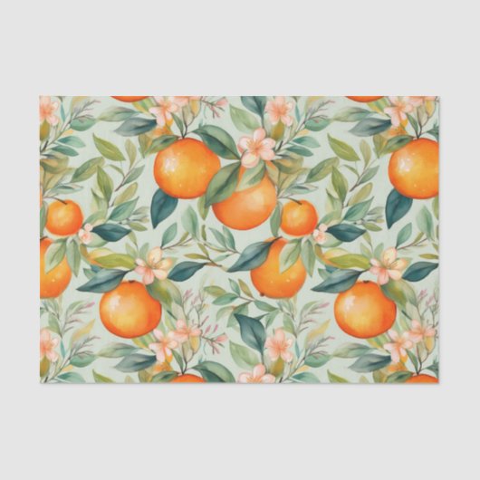  Waterverf Tangerine Sinaasappel Tissuepapier (Voorkant)