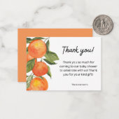Waterverf Tangerine Thema Dank u kaart Notitiekaartje (Voorkant / Achterkant in situ)