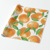 Waterverf tangerines cadeaupapier (Uitgerold)
