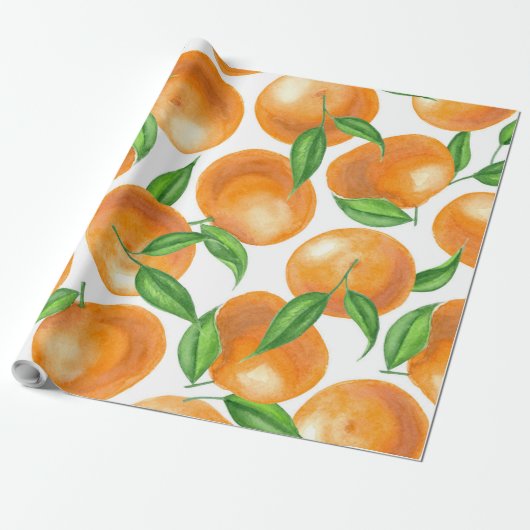 Waterverf tangerines cadeaupapier (Uitgerold)
