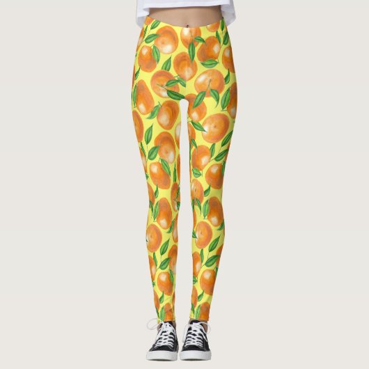 Waterverf tangerines leggings (Voorkant)