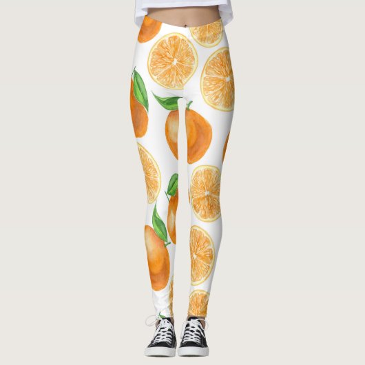 Waterverf tangerines leggings (Voorkant)