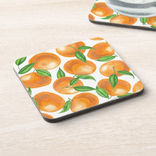 Waterverf tangerines onderzetter (Linkerzijde)