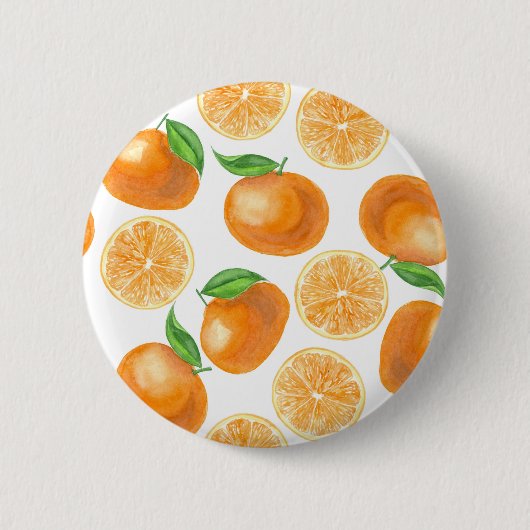 Waterverf tangerines ronde button 5,7 cm (Voorkant)