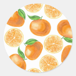 Waterverf tangerines ronde sticker
