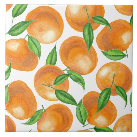 Waterverf tangerines tegeltje (Voorkant)