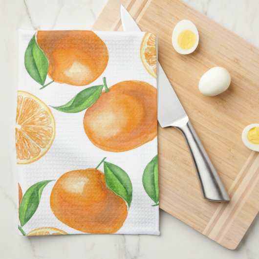Waterverf tangerines theedoek (Quarter Fold)