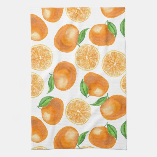 Waterverf tangerines theedoek (Verticaal)