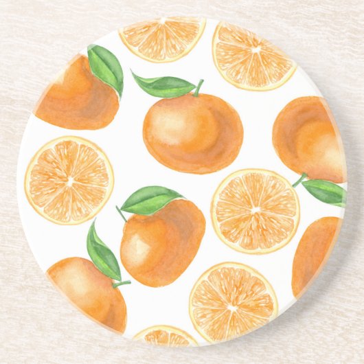 Waterverf tangerines zandsteen onderzetter (Voorkant)