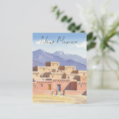 Waterverf Taos Pueblo New Mexico Briefkaart (Staand voorkant)