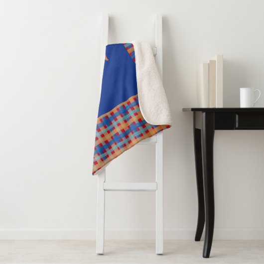 Waterverf Tartan met de hand geverfde monogrammen Sherpa Deken (In situ)