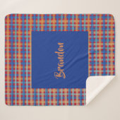 Waterverf Tartan met de hand geverfde monogrammen Sherpa Deken (Voorkant (horizontaal))