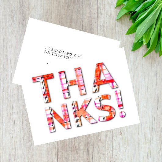 Waterverf Tartan Plaid Pinks Sinaasappels Patroon Bedankkaart