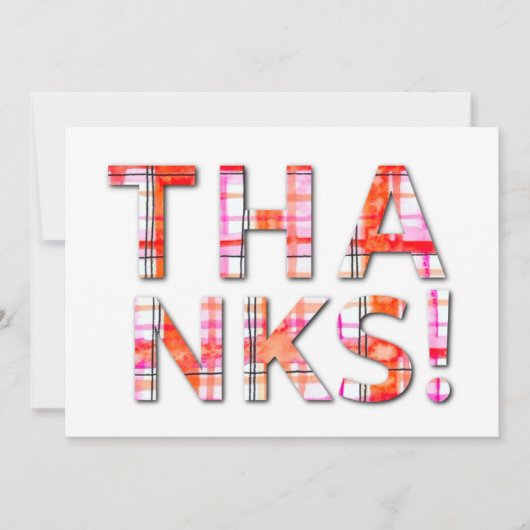 Waterverf Tartan Plaid Pinks Sinaasappels Patroon Bedankkaart (Voorkant)