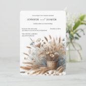 Waterverf Tarwe Elegante Rustieke Fall Wedding Kaart (Staand voorkant)