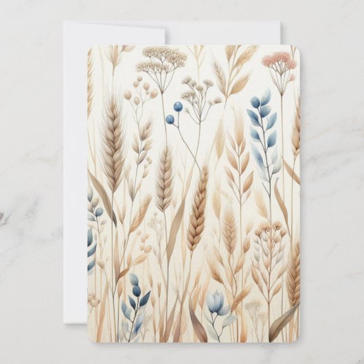 Waterverf Tarwe Elegante Rustieke Fall Wedding Kaart (Achterkant)