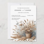 Waterverf Tarwe Elegante Rustieke Fall Wedding Kaart (Voorkant)