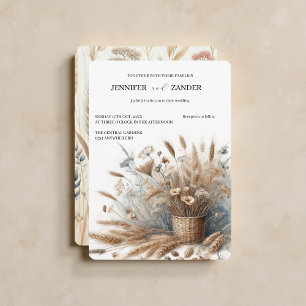 Waterverf Tarwe Elegante Rustieke Fall Wedding Kaart