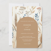 Waterverf Tarwe Elegante Rustieke Fall Wedding Kaart (Voorkant)