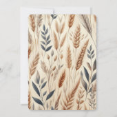 Waterverf Tarwe Elegante Rustieke Fall Wedding Kaart (Achterkant)